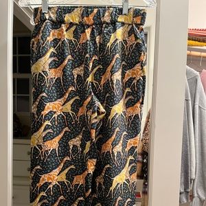 J. Crew giraffe print silk pants